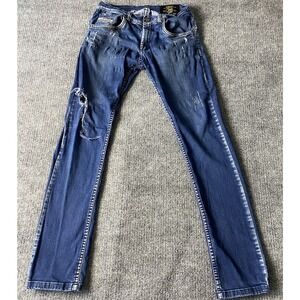 DIESEL Jeans Womens 28 Blue SLIM DESTROYED 100% Cotton‎ Retro Grunge Denim Pants